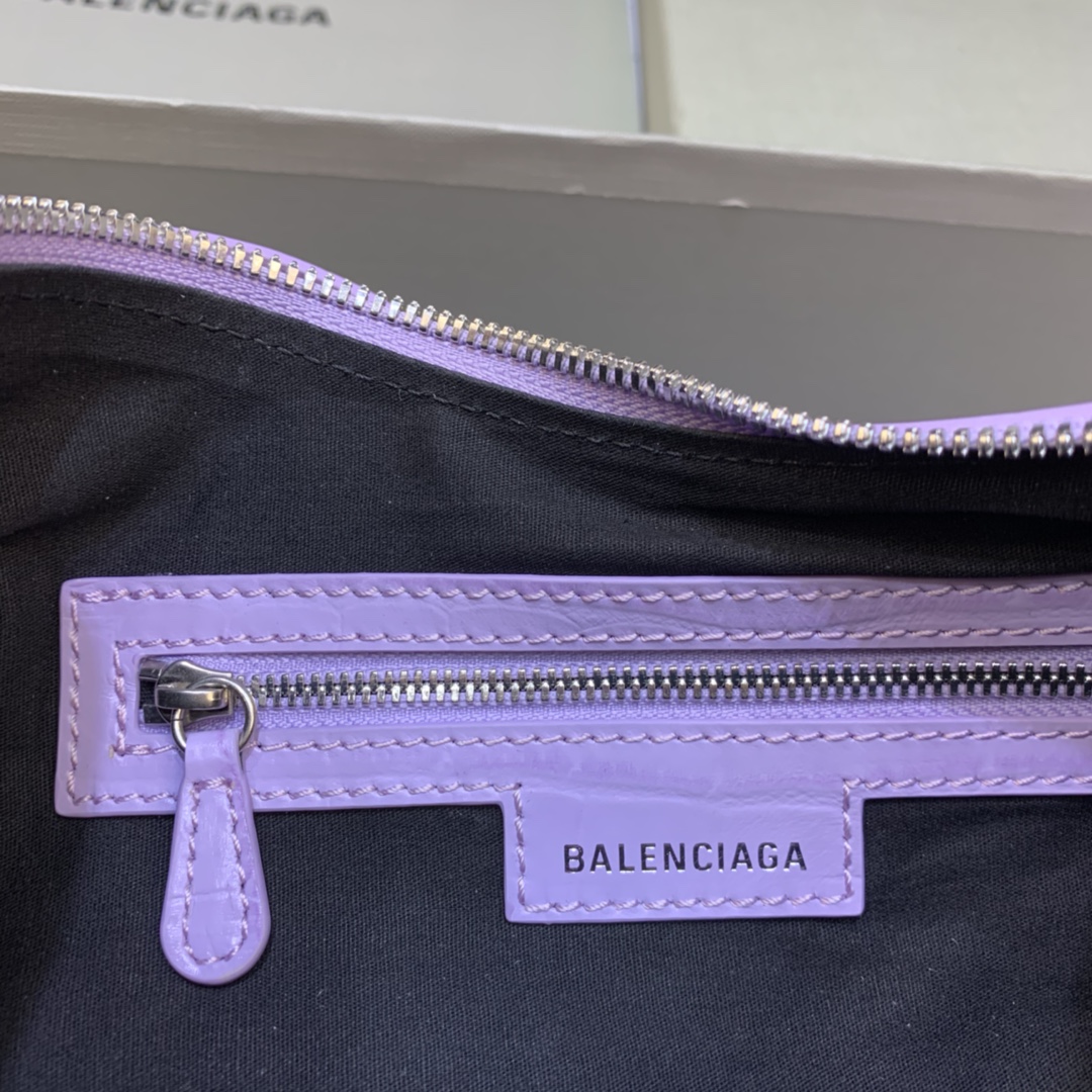 Balenciaga Le Cagole XS Shoulder Bag Crocodile Embossed Light Purple 